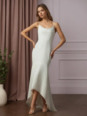 White Mermaid Beaded Chiffon Wedding Dress