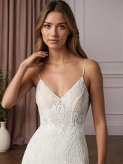 White Mermaid Lace Wedding Dress