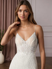 White Mermaid Lace Wedding Dress