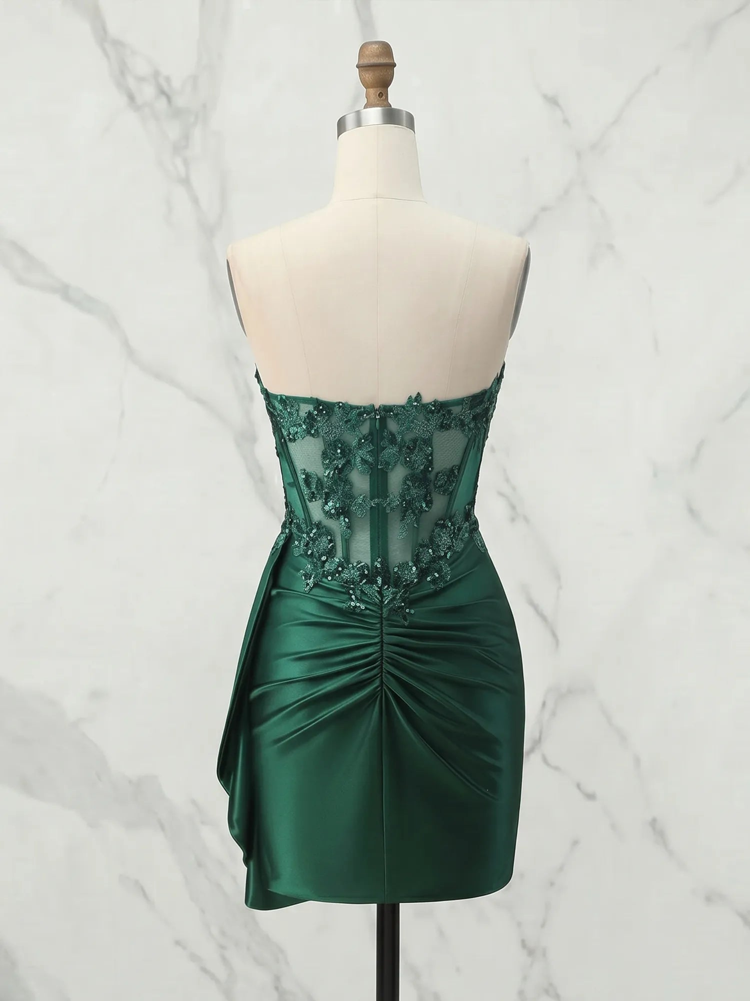 Strapless Sweetheart Lace Corset Satin Mini Dress Homecoming Dresses