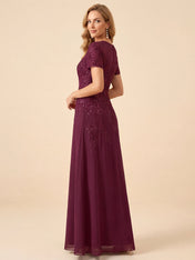 Elegant Short Sleeve Embroidery Mother of the Bride Dress