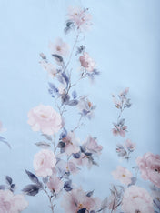 Light Blue Floral Chiffon V Neck Sleeveless A Line Maxi Dress