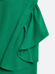 Women Green Ruched Cowl Neck Sleeveless Dressy Jumpsuit