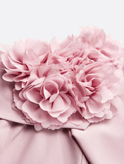 Women Pink 3D Floral Off The Shoulder Short Sleeve Dressy Jumpsuit