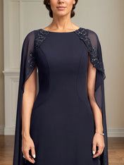 Sheath/Column Scoop Floor Length Chiffon Mother of the Bride Dress With Appliques Sequins