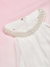 Pink Chiffon Halter Ombre Pearl Cut Out Sleeveless A-Line Mock Neck Maxi Dress