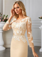 Sheath/Column Scoop Illusion Sweep Train Chiffon Evening Dress With Sequins