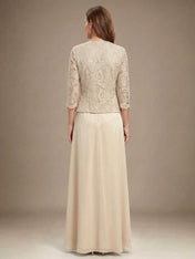 Glitter Lace & Satin Skirt Jacket Dress with Open Jacket