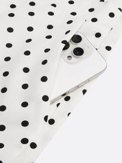 Women White Polka Dots Bow Halter Sleeveless Dressy Jumpsuit