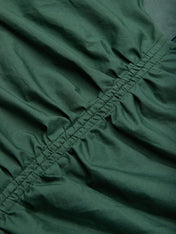 Green Shirred Cotton Crew Neck Sleeveless A-Line Midi Dress