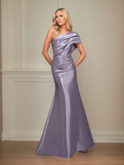 Trumpet/Mermaid One Shoulder Sleeveless Satin Mother of the Bride Dress With Ruched