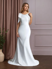 Mermaid One Shoulder Stretch Crepe Wedding Dress