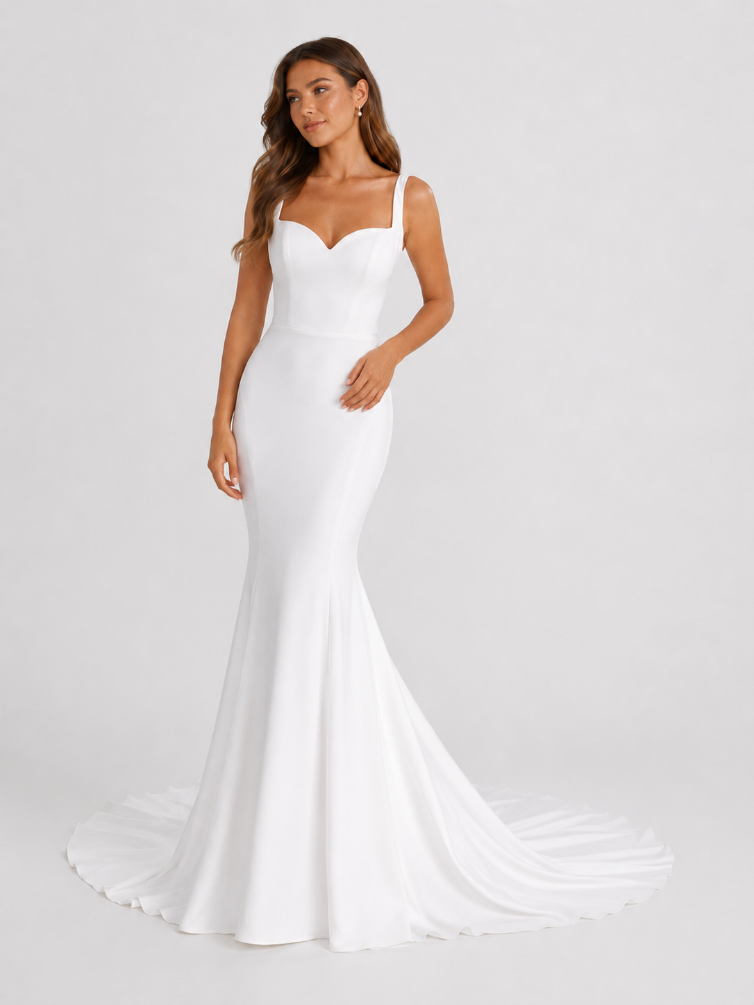 Elegant Sweetheart Satin Mermaid Wedding Dress with Spaghetti Straps and Chapel Train