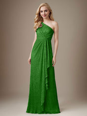 Ruby Sheath One Shoulder Metallic Mesh Dress Mother of the Bride Dress