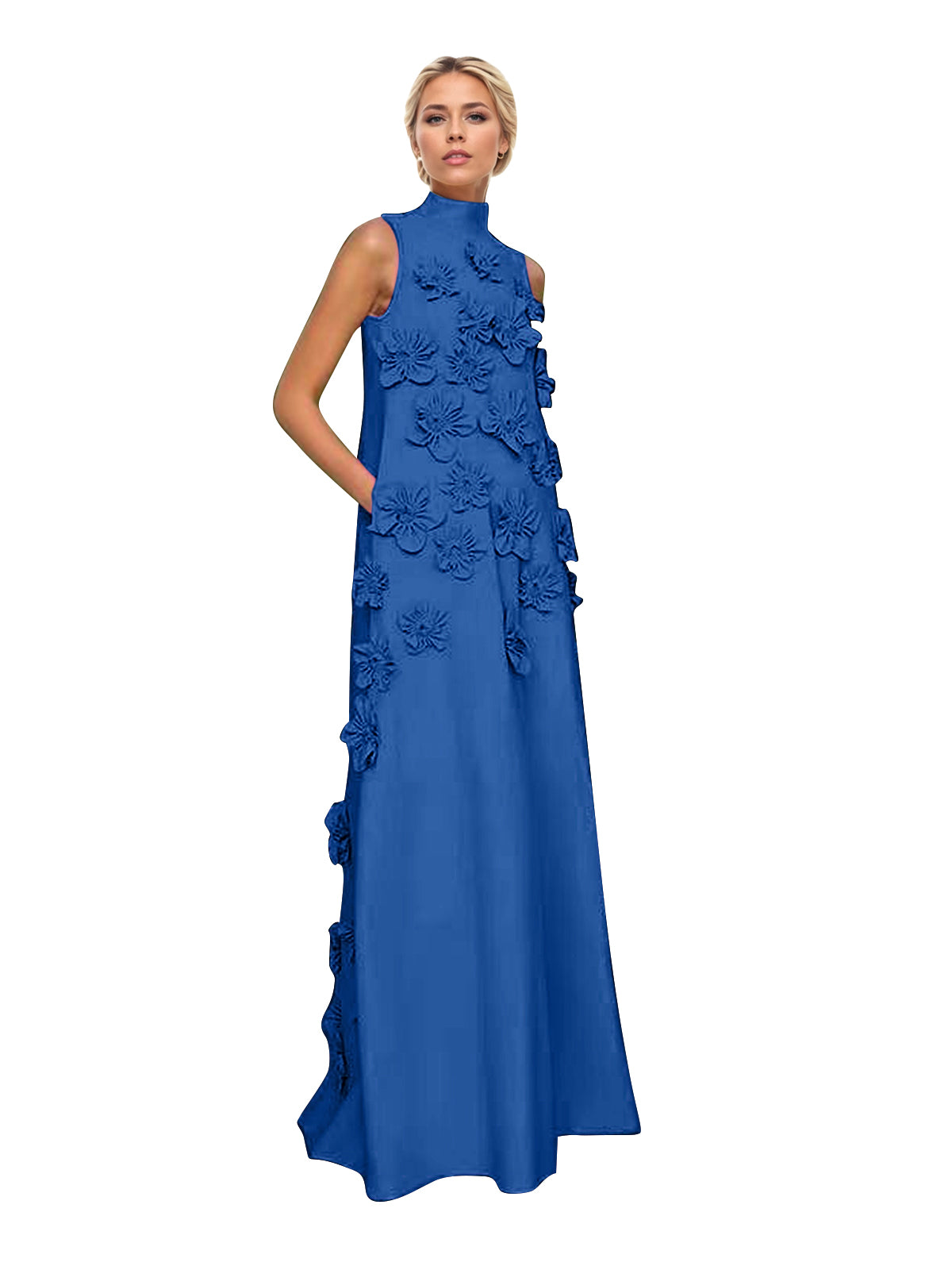 Onions Purple Rose Flower Maxi Dress