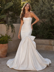 Strapless Sweetheart Mermaid Gown with Dramatic Bow Hip Detail Wedding Dress