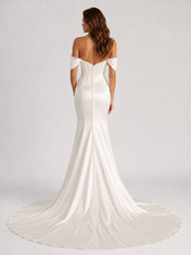 Sleek Satin Sheath Wedding Dress with Sweep Train