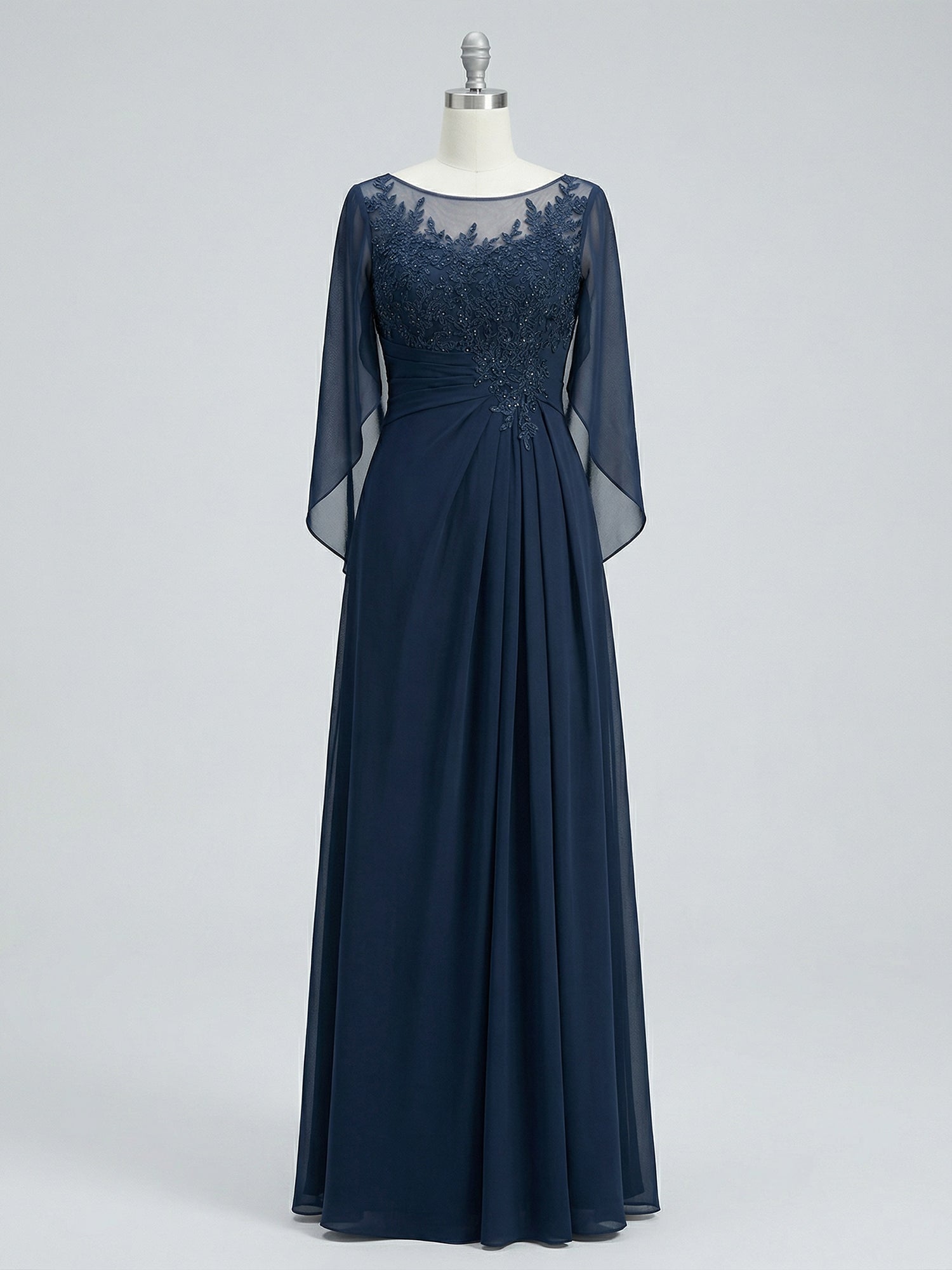 A-Line/Princess Scoop Floor-Length Mother of the Bride Dresses with Pleated & Sequins
