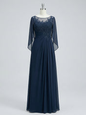A-Line/Princess Scoop Floor-Length Mother of the Bride Dresses with Pleated & Sequins