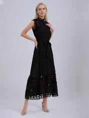 Kennedi Black Sleeveless Hollow Maxi Dress