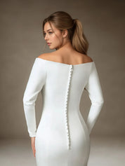 White Mermaid Off the Shoulder Satin Wedding Dress