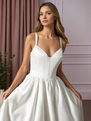 White Ball-Gown with Pockets Double Faced Satin Wedding Dress