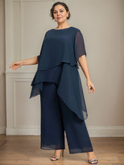 Separates Jumpsuit/Pantsuit Scoop Ankle-Length Chiffon Mother of the Bride Dress
