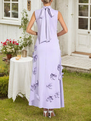 Onions Purple Rose Flower Maxi Dress