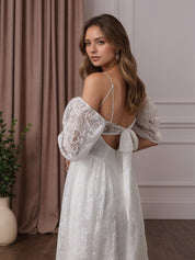White A-Line Sweetheart Neckline Lace Wedding Dress