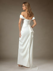 White Mermaid Strapless Double Faced Satin Wedding Dress