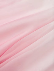 Pink Chiffon Halter Ombre Pearl Cut Out Sleeveless A-Line Mock Neck Maxi Dress