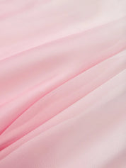 Pink Chiffon Halter Ombre Pearl Cut Out Sleeveless A-Line Mock Neck Maxi Dress