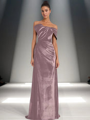 Off-Shoulder Bowknot Detail Velvet Maxi Gown Formal Evening Dress
