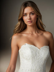 White Mermaid Sequins Stretch Crepe Wedding Dress