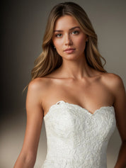 White Mermaid Sequins Stretch Crepe Wedding Dress