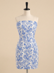 Light Blue Strapless Short Homecoming Mini Dress