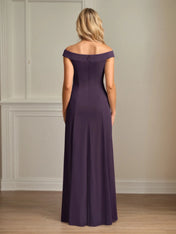A Line Off the Shoulder Sleeveless Chiffon Mother of the Bride Dress With Pleated