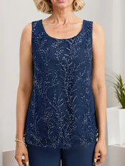 Separates Jumpsuit/Pantsuit Scoop Floor-Length Lace Chiffon Mother of the Bride Dress With Sequins