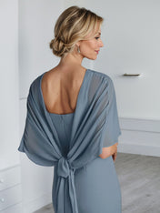 Sheath Scoop Floor-Length Chiffon Mother of the Bride Dress With Cascading Ruffles