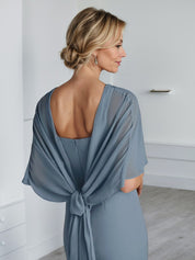 Sheath Scoop Floor-Length Chiffon Mother of the Bride Dress With Cascading Ruffles