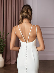 White Mermaid Convertible Crepe Back Satin Dress