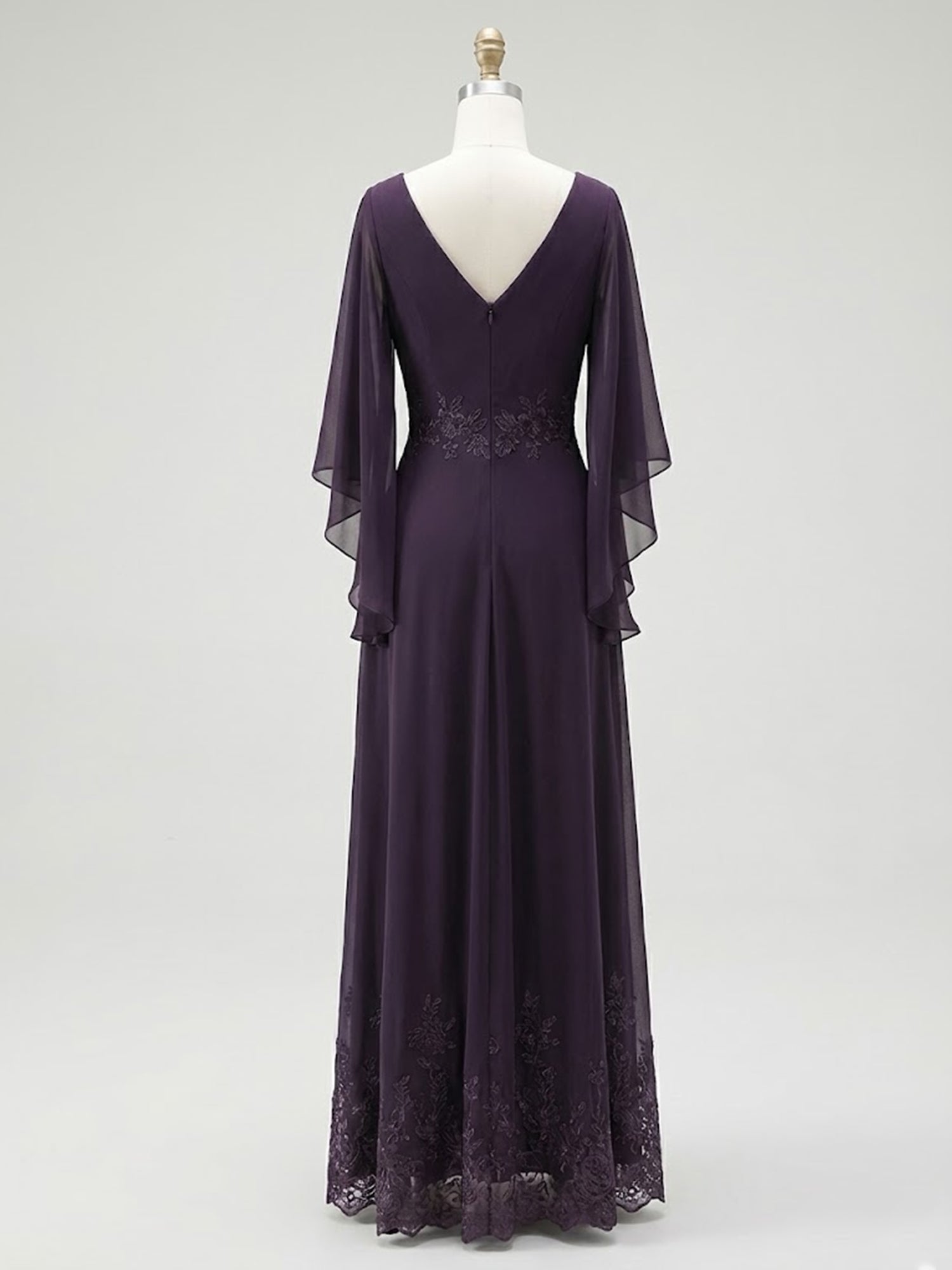 A-line Scoop Illusion Ankle-Length Lace Chiffon Mother of the Bride Dress With Sequins