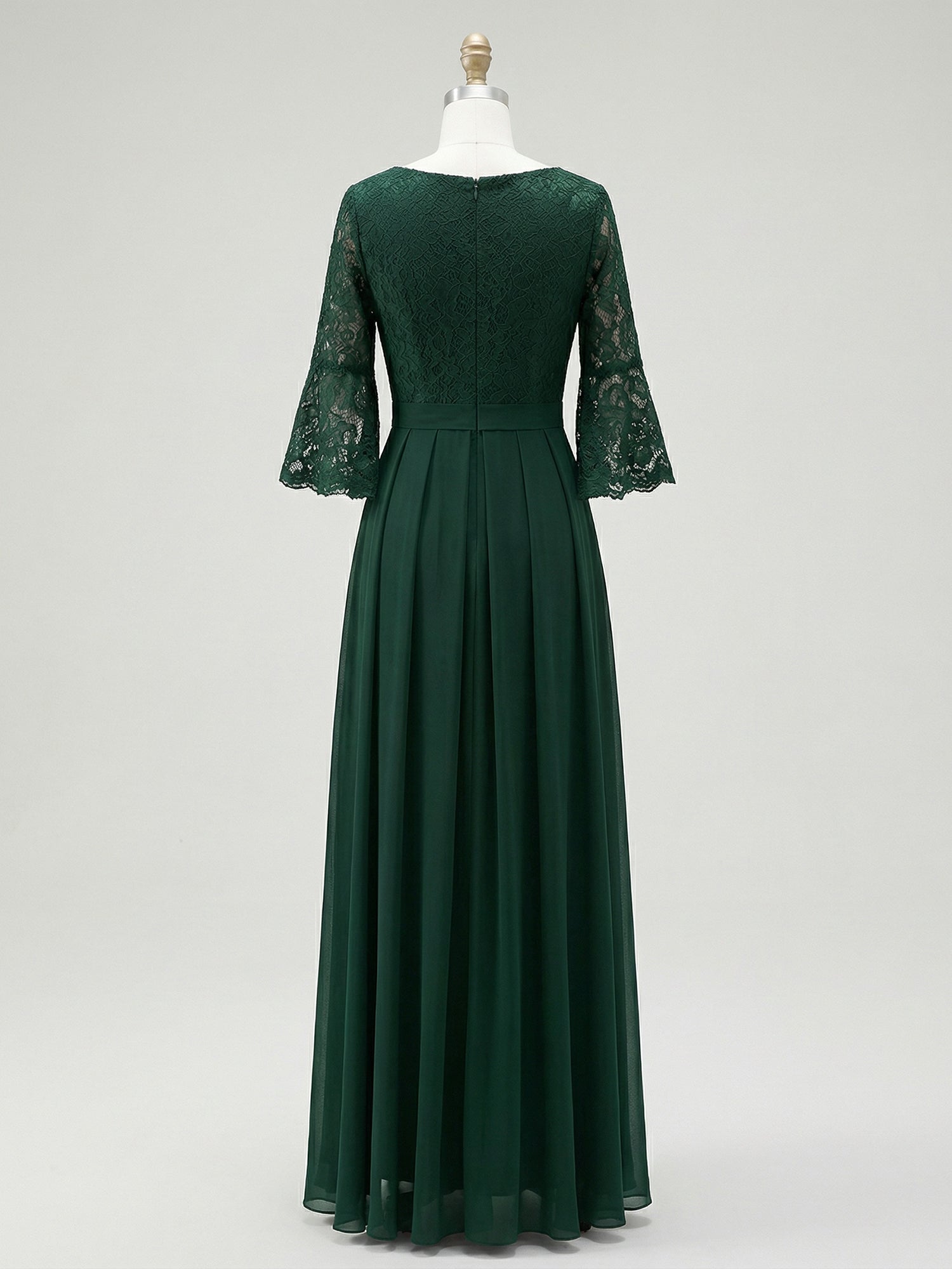 A-line Scoop Ankle-Length Lace Chiffon Mother of the Bride Dress With Bow