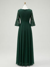 A-line Scoop Ankle-Length Lace Chiffon Mother of the Bride Dress With Bow