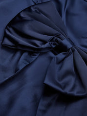 Purplish Blue Hotfix Embellished Bow Classic Crew Neck Sleeveless Sheath Midi Dress