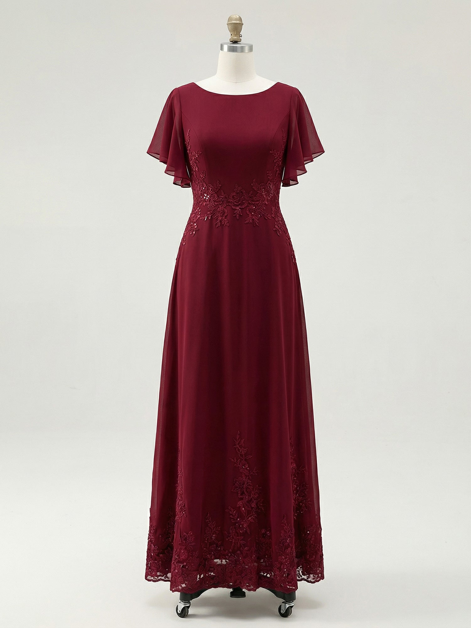 A-line Scoop Ankle-Length Lace Chiffon Mother of the Bride Dress With Sequins