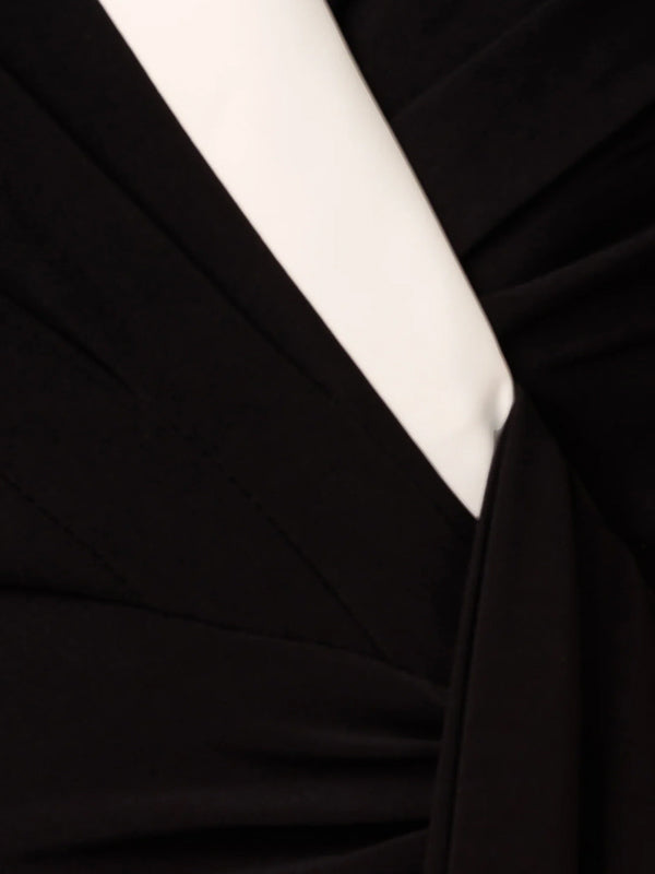 Black Deep V-Neck Ankle Length Chiffon Mother of The Bride Dresses With High Slit