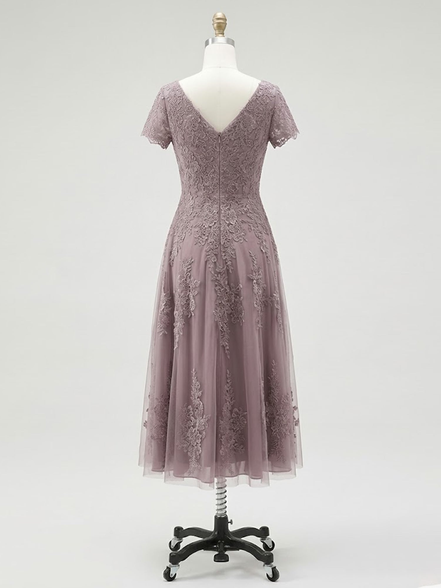 A-line Scoop Tea-Length Tulle Lace Mother of the Bride Dress