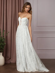 White A-Line Sweetheart Sleeveless Lace Wedding Dress