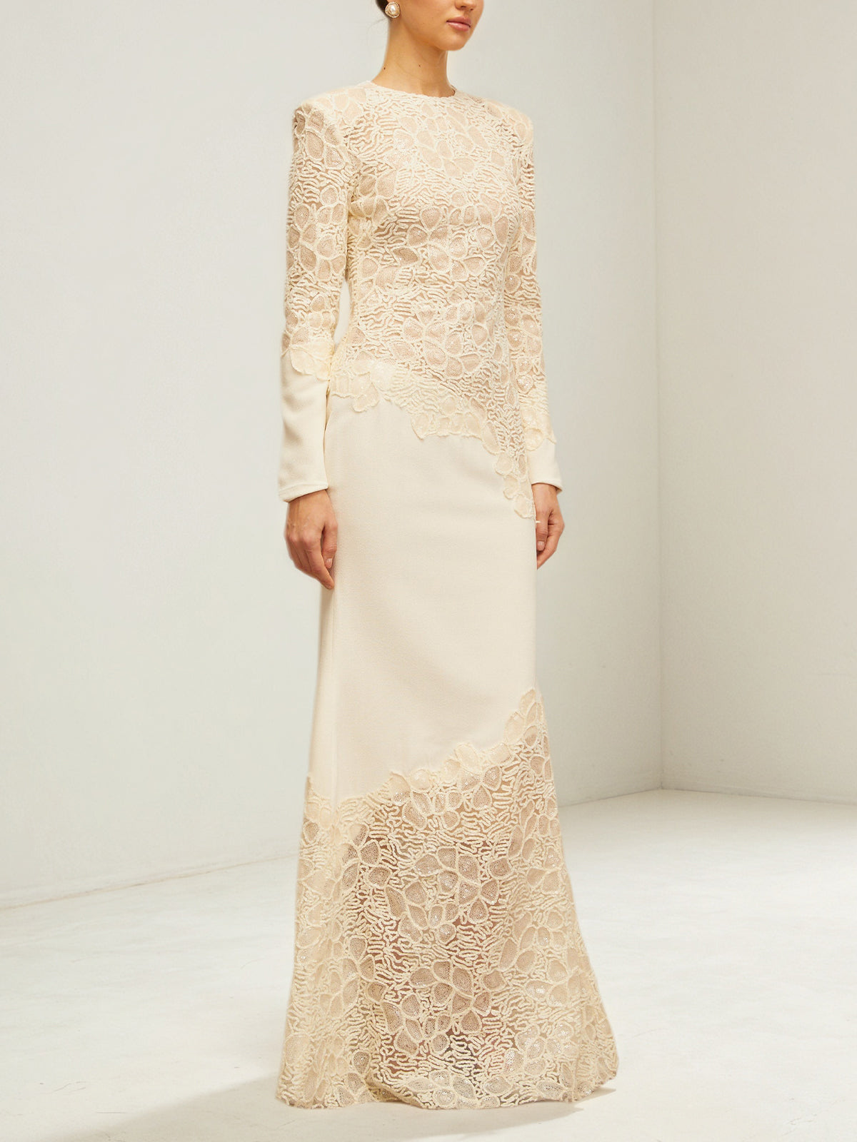 Ruskin Beige Embroidered Maxi Dress